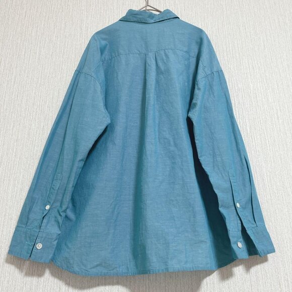 Sela Linen Cotton Long Sleeve Shirt Blue - Picture 6 of 7